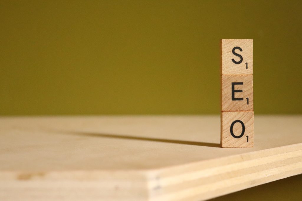 SEO spelled with scrabble tiles